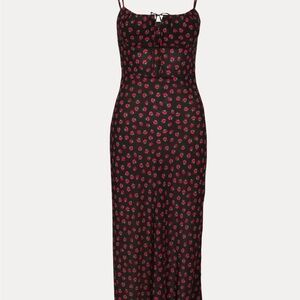 Realisation Par Alba Midi Dress with Red Floral Print